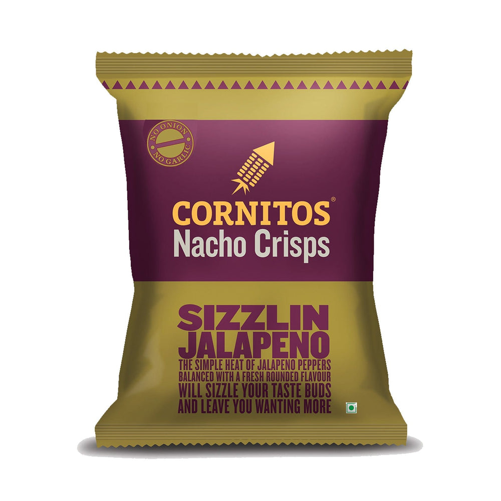 Cornitos No Onion No Garlic Sizzlin Jalapeno Nacho Chips 150g X 2 Pack Combo