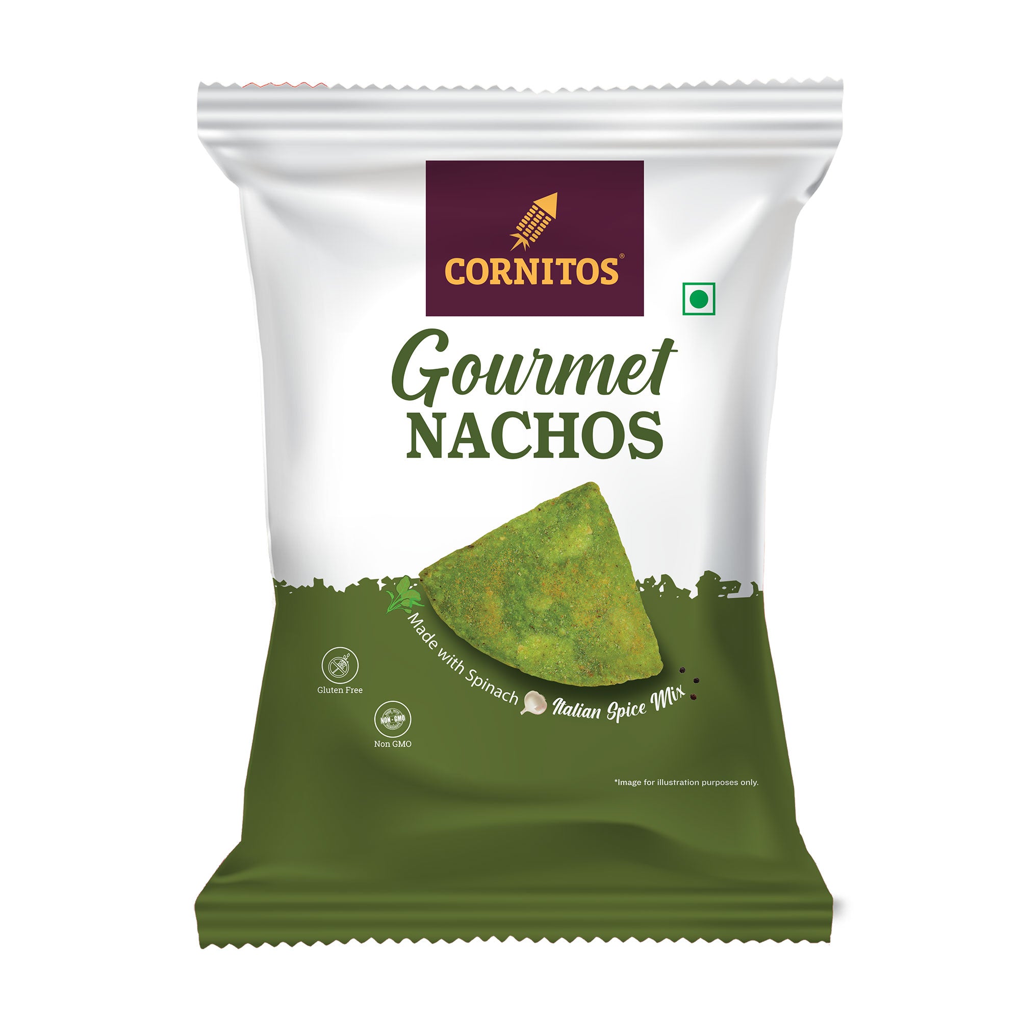 Cornitos Gourmet Nacho Crisps Spinach Flavour 60g X 2 Packs