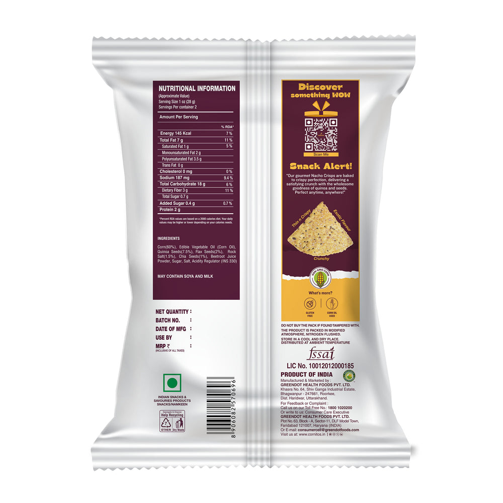 Cornitos Gourmet Nacho Crisps Quinoa Flavour 75g X 2 Packs