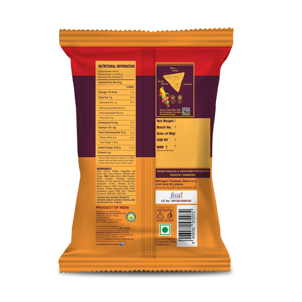 Cornitos Nacho Crisps Cheese & Herbs 71g x 2 Packs