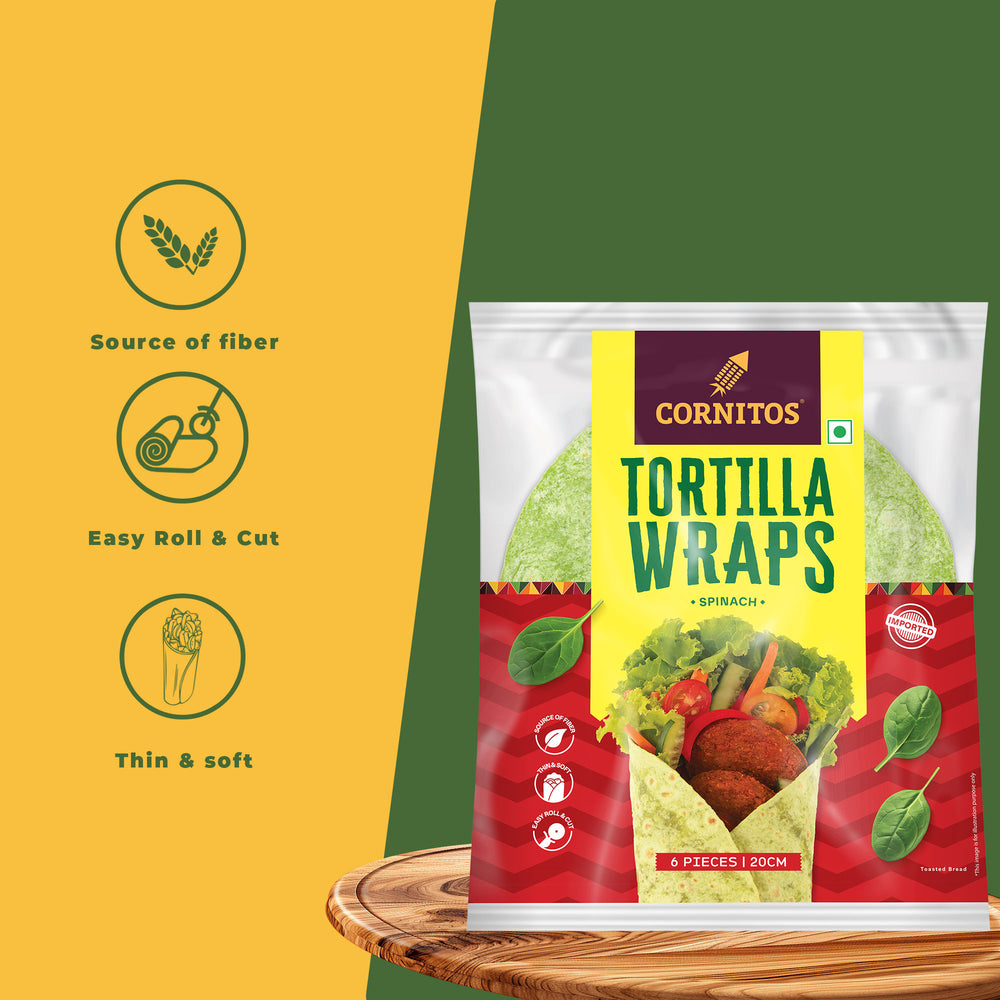 Cornitos Tortilla Wraps 6 Pcs (Spinach)
