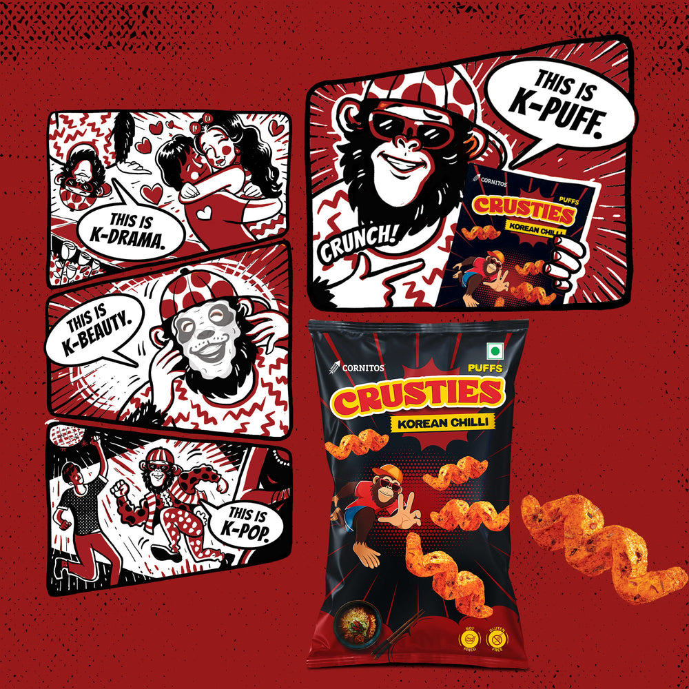 Cornitos Crusties Puffs Korean Chilli Flavour 66g x 3 Packs