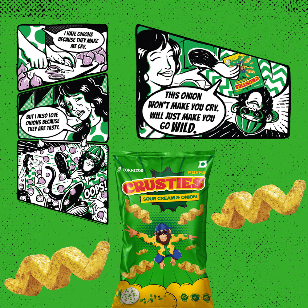 Cornitos Crusties - Sour Cream and Onion Puffs (Pack of 3)