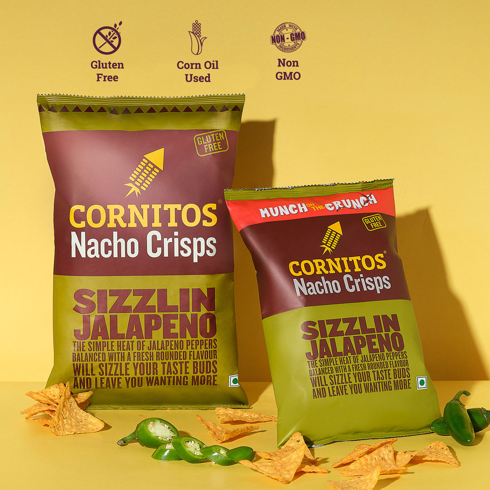 Cornitos Nacho Crisps No Onion No Garlic Sizzlin Jalapeno 150g x 2 Packs