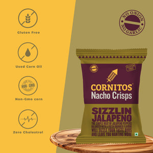 Cornitos No Onion No Garlic Sizzlin Jalapeno Nacho Chips 150g X 2 Pack Combo