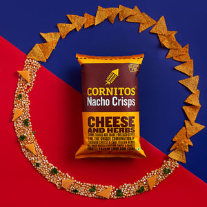 Cornitos No Onion No Garlic Cheese & Herbs Nacho Chips 150g X 2 Pack Combo