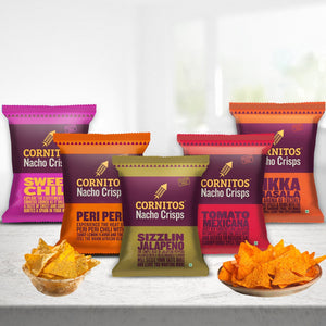 Cornitos Nacho Chips, Assorted, 55g x 10 Packs, (5 flavours x 2 each) Combo