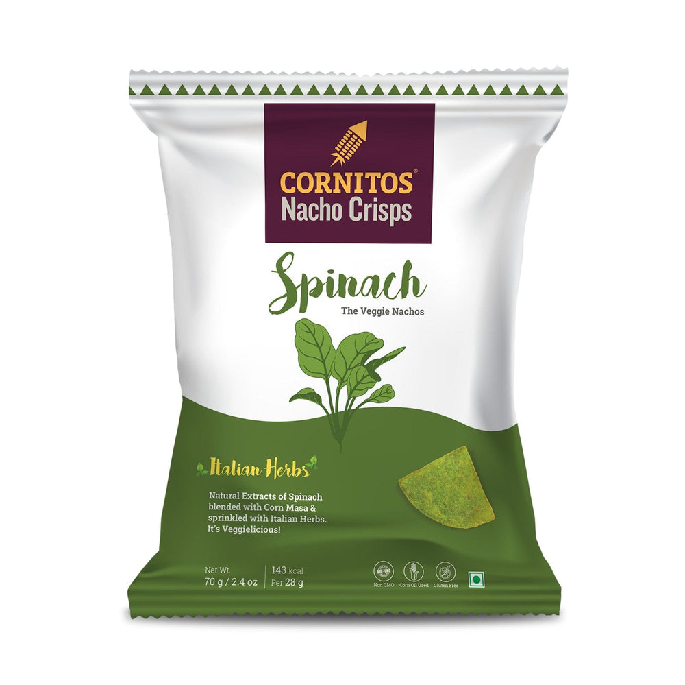 
            
                Load image into Gallery viewer, Cornitos Veggie Nachos Spinach Chips 70g X 2 Pack Combo
            
        