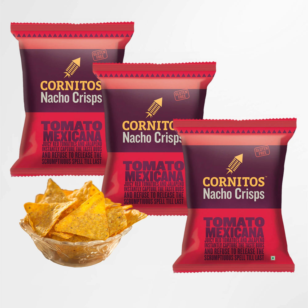 Cornitos No Onion No Garlic Tomato Mexicana Nacho Chips 55g X 3 Pack Combo